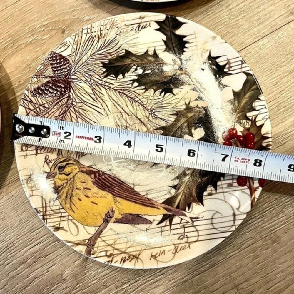 Pottery Barn 8” Bird Decoupage Plates Set of 4